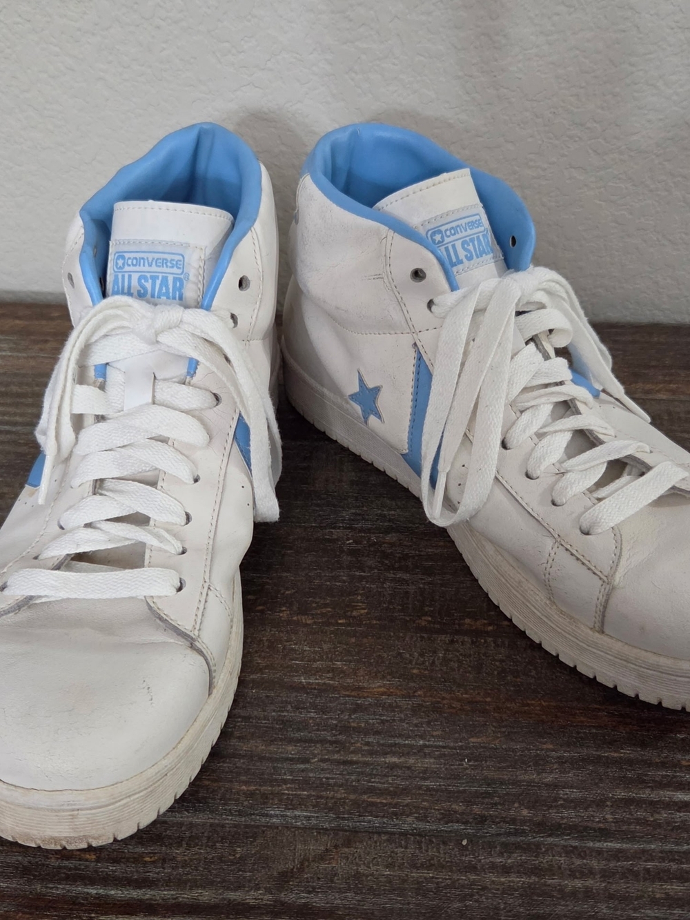 Converse Men's White and Light Blue High-Top Sneakers